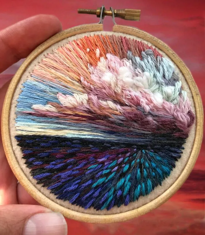 Esta bordadora usa hilo en vez de pintura para crear increíbles escenas de paisajes (Nuevas imágenes)