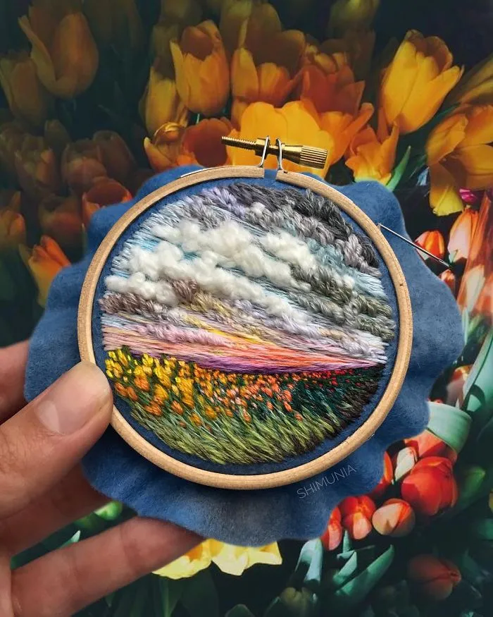 Esta bordadora usa hilo en vez de pintura para crear increíbles escenas de paisajes (Nuevas imágenes)