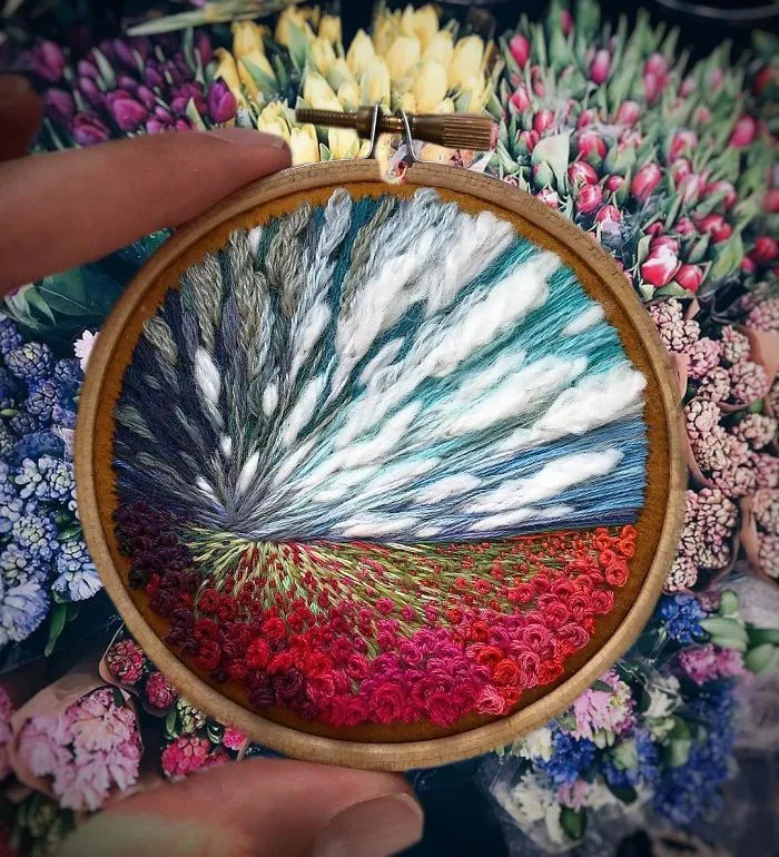 Esta bordadora usa hilo en vez de pintura para crear increíbles escenas de paisajes (Nuevas imágenes)