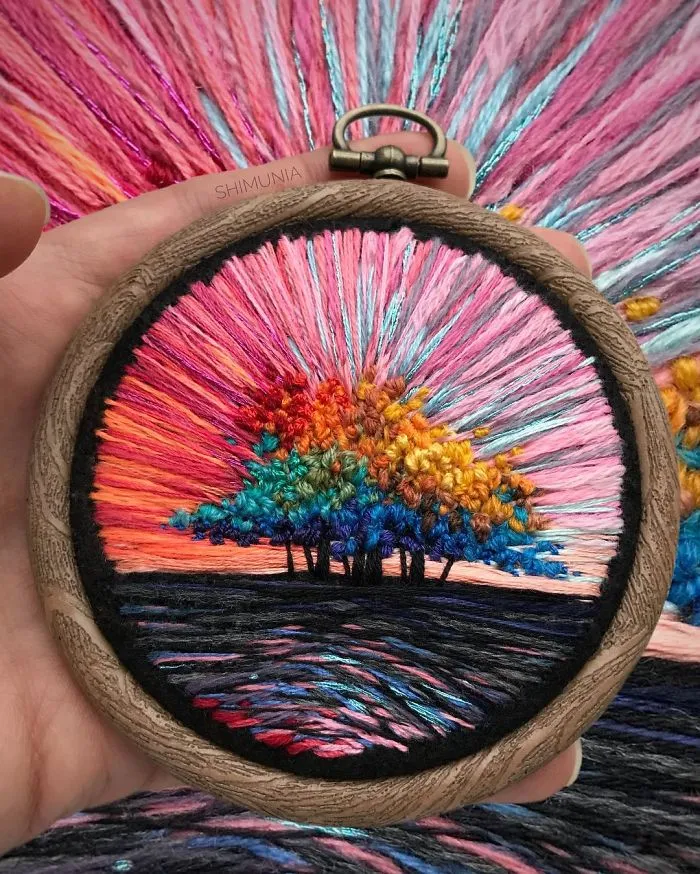 Esta bordadora usa hilo en vez de pintura para crear increíbles escenas de paisajes (Nuevas imágenes)