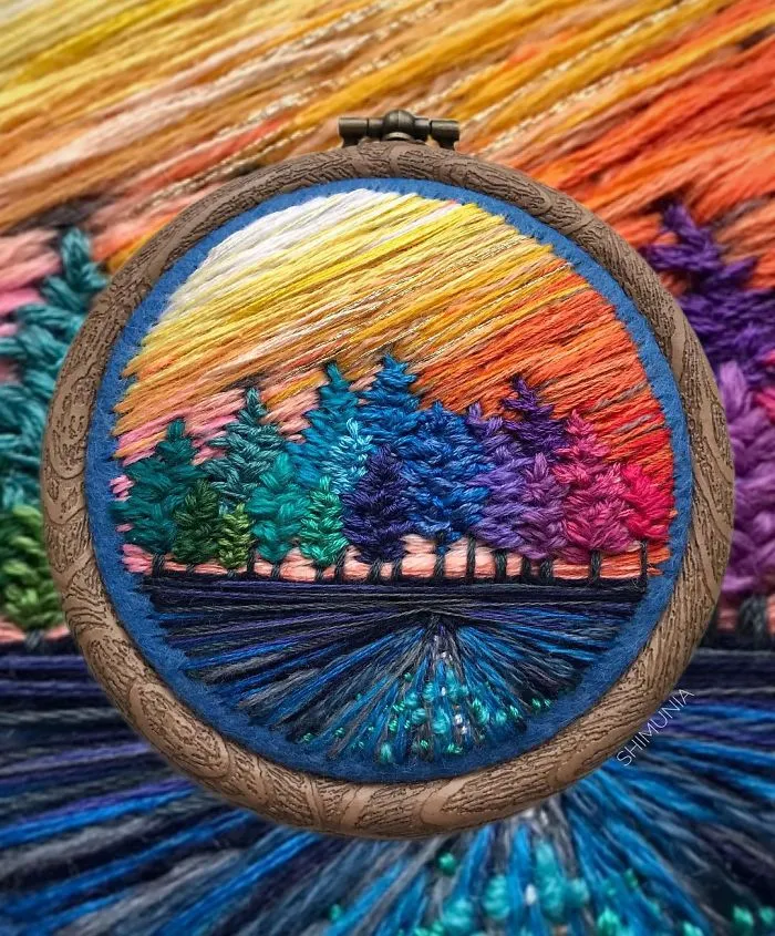 Esta bordadora usa hilo en vez de pintura para crear increíbles escenas de paisajes (Nuevas imágenes)