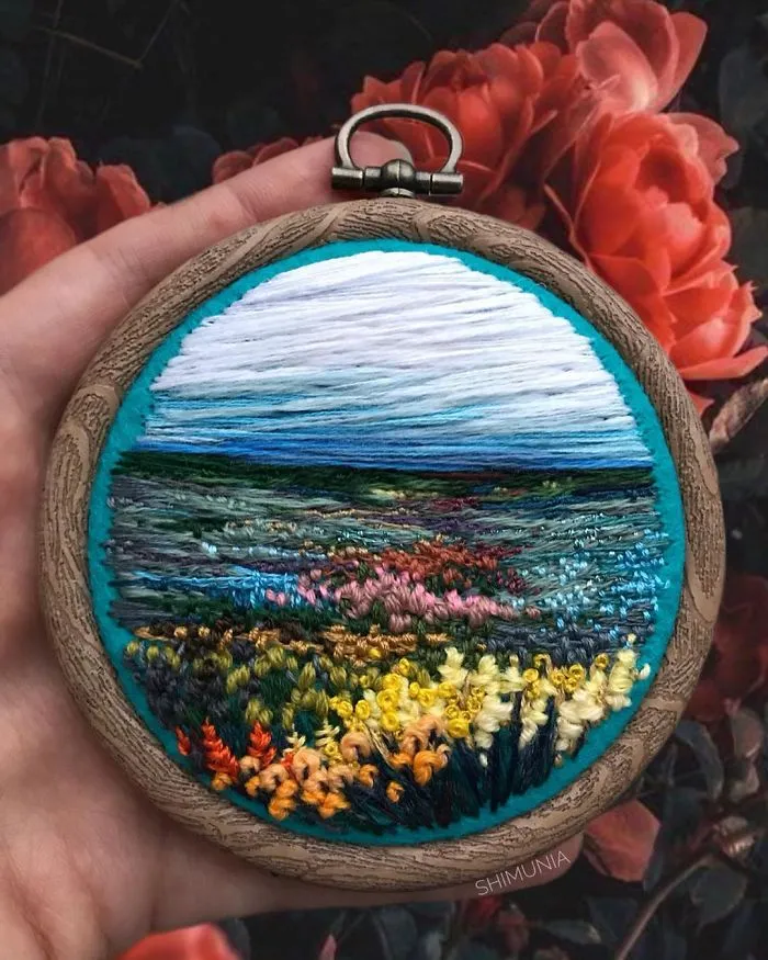 Esta bordadora usa hilo en vez de pintura para crear increíbles escenas de paisajes (Nuevas imágenes)
