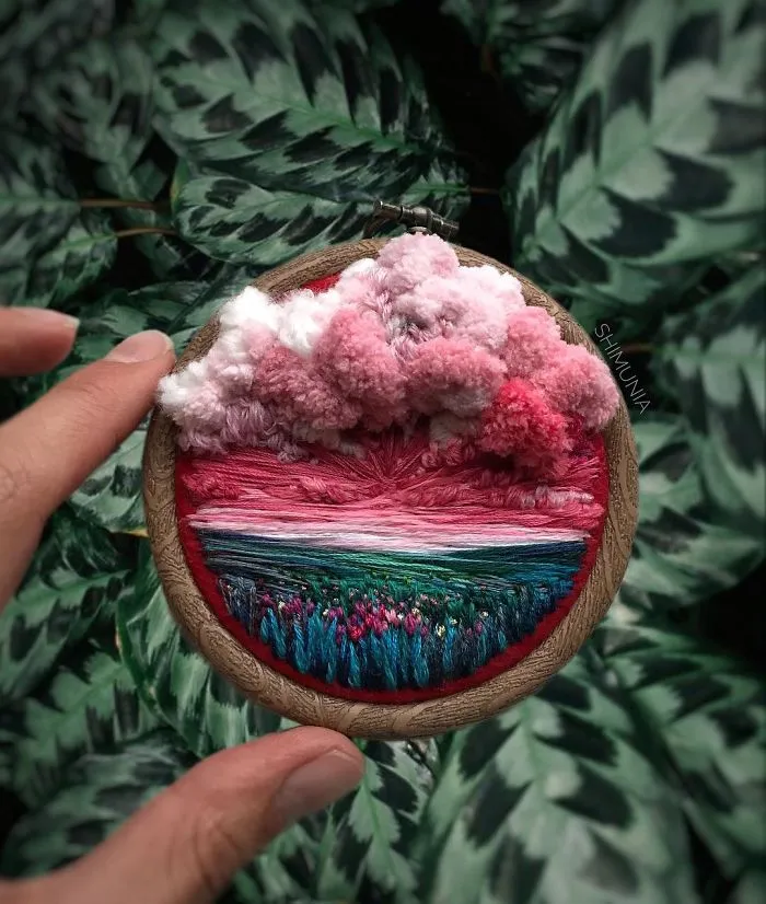 Esta bordadora usa hilo en vez de pintura para crear increíbles escenas de paisajes (Nuevas imágenes)