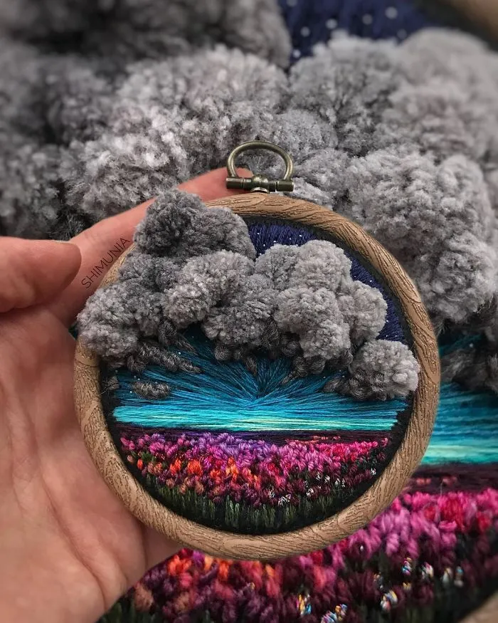 Esta bordadora usa hilo en vez de pintura para crear increíbles escenas de paisajes (Nuevas imágenes)