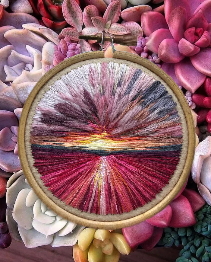 Esta bordadora usa hilo en vez de pintura para crear increíbles escenas de paisajes (Nuevas imágenes)
