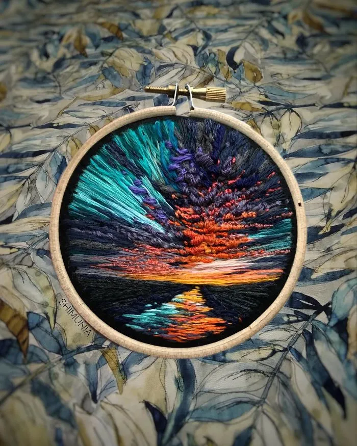 Esta bordadora usa hilo en vez de pintura para crear increíbles escenas de paisajes (Nuevas imágenes)