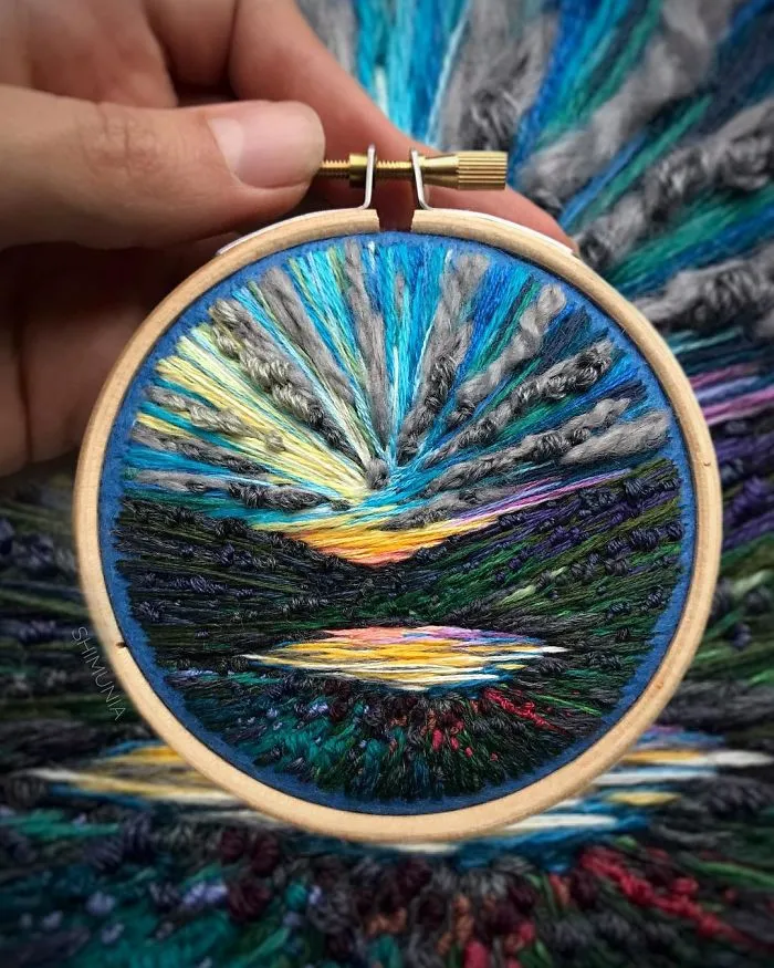 Esta bordadora usa hilo en vez de pintura para crear increíbles escenas de paisajes (Nuevas imágenes)