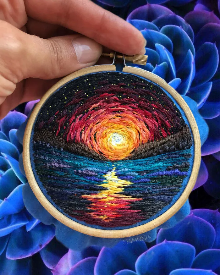 Esta bordadora usa hilo en vez de pintura para crear increíbles escenas de paisajes (Nuevas imágenes)