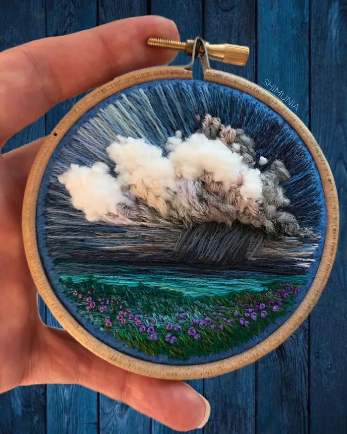 Esta bordadora usa hilo en vez de pintura para crear increíbles escenas de paisajes (Nuevas imágenes)