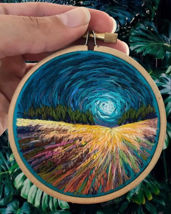 Esta bordadora usa hilo en vez de pintura para crear increíbles escenas de paisajes (Nuevas imágenes)