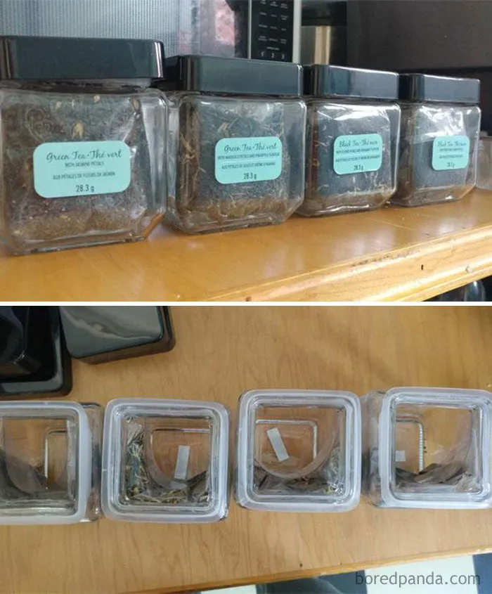 El té se vende en paquetes de 4, con la cara hacia delante 