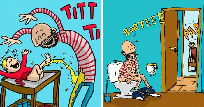 Norwegian Dad Takes Paternity Leave And Illustrates What It's Like To Raise Two Children