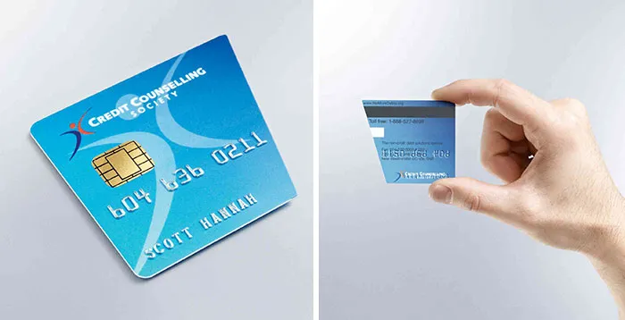 Unique Business Card For The Credit Counselling Society By Reproducing A Plastic Credit Card And Then Cutting It In Half