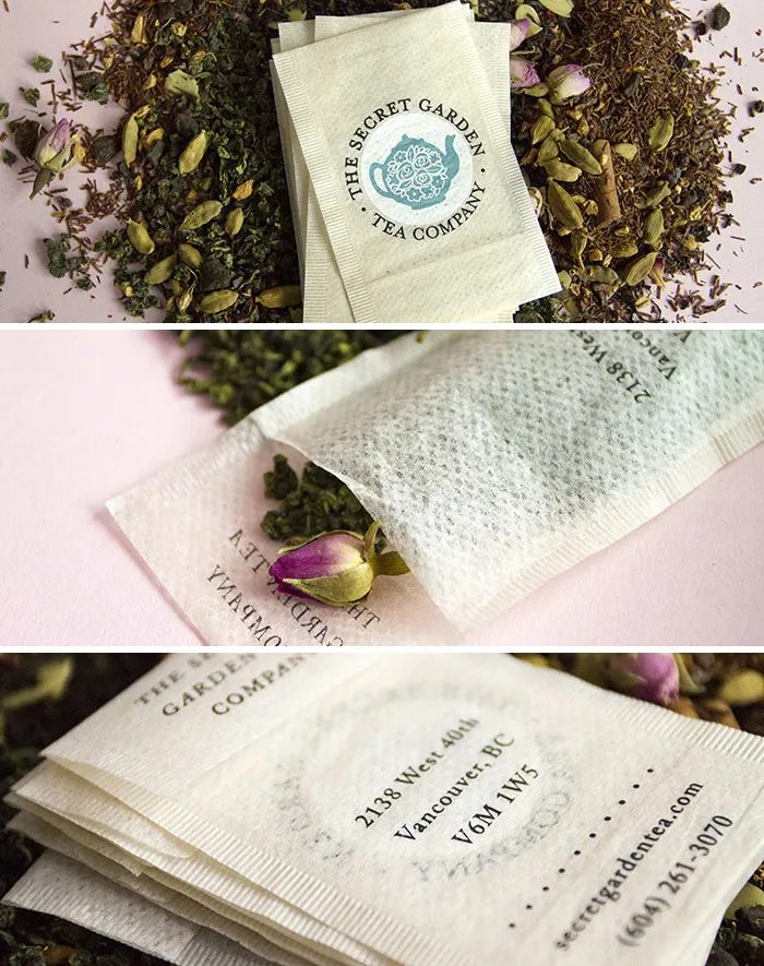 Multi-Functional Teabag Business Cards Produced For The Secret Garden Tea Company