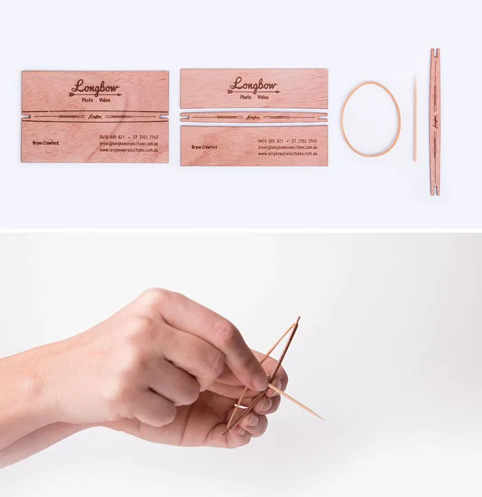 Longbow - Interactive Laser Cut, Perf And Etched Business Cards