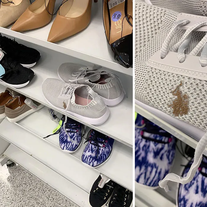 Cuando pones tu logo en marrón en zapatos blancos