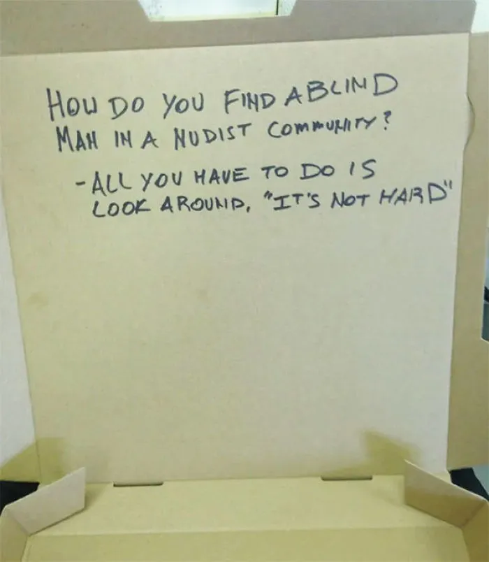 I Work In A Pizza Shop, A Customer Asked For A Dirty Joke On The Box