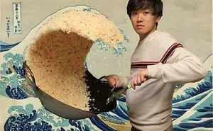 Someone Posts A Photo With A Guy Next To A Giant Rice Wave, People Immediately Start To Photoshop It
