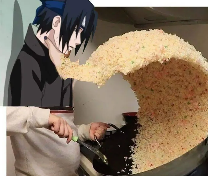Alguien publica la foto de un chico junto a una ola gigante de arroz y la gente empieza a photoshopearlo de inmediato