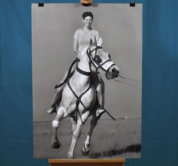 Realistic Horseback Rider Drawing By Serbian Realism & Hyperrealism Artist Radulov Miloš