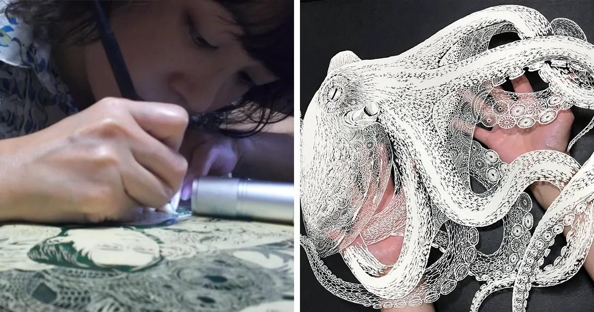 Japanese Artist Hand-Cuts Octopus From A Single Sheet Of Paper, And It’s Even More Impressive From Up Close