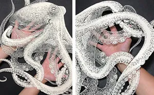 Japanese Artist Hand-Cuts Octopus From A Single Sheet Of Paper, And It’s Even More Impressive From Up Close