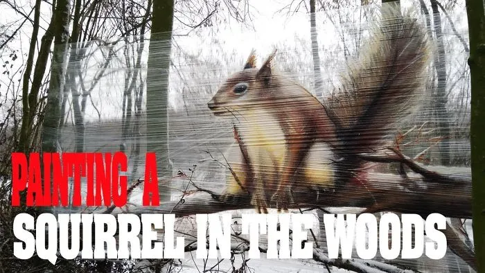 Painting A Squirrel In The Woods / Graffiti In The Woods / Snowy Day