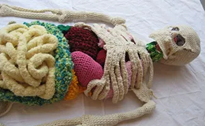 This Life-Size Crochet Skeleton Is So Intricate, The Stomach Even Has Half-Digested Food In It