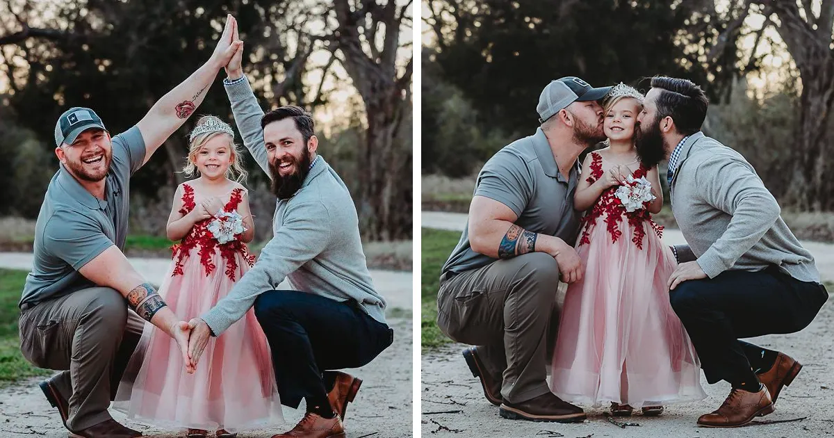 Dos padres y su hija hacen una sesión de fotos adorable, pero no son una pareja del mismo sexo