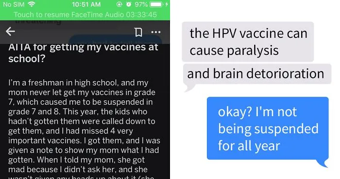Teen Goes Against Anti-Vaxx Mom And Gets Vaccinated At School, Mom Has A Major Meltdown