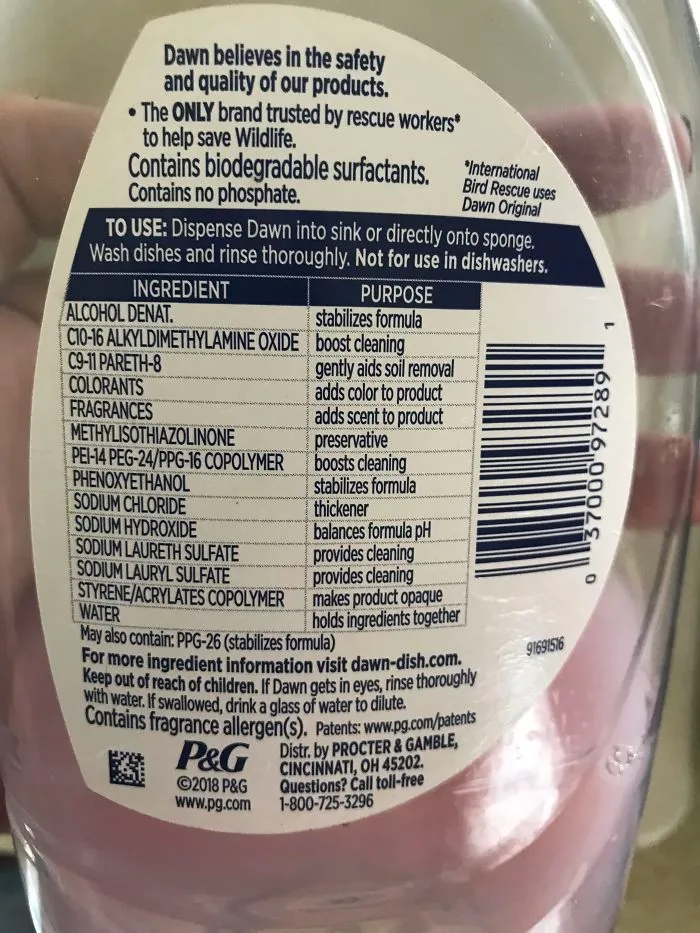 La lista de ingredientes de este jabón explica lo que hace cada uno