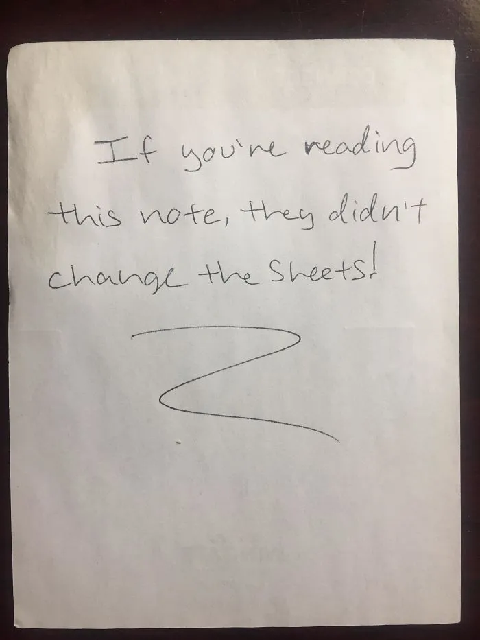 Found This Note In My Hotel Bed Last Night...