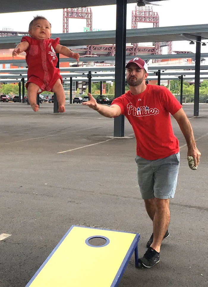Playing Cornhole With Ella (No I Did Not Actually Throw Her)