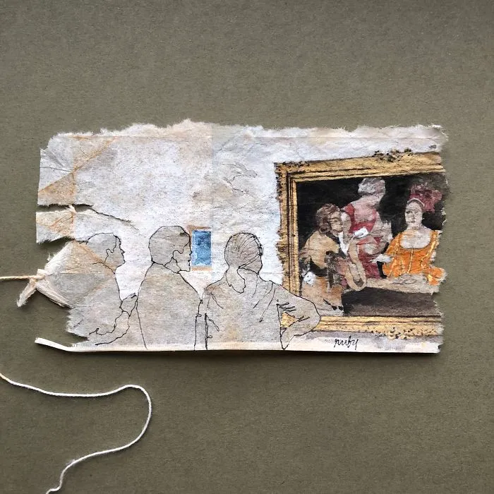 I Paint "Museum Goers" On Used Tea Bags (19 Pics)