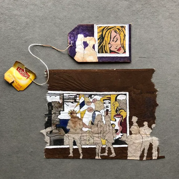 I Paint "Museum Goers" On Used Tea Bags (19 Pics)
