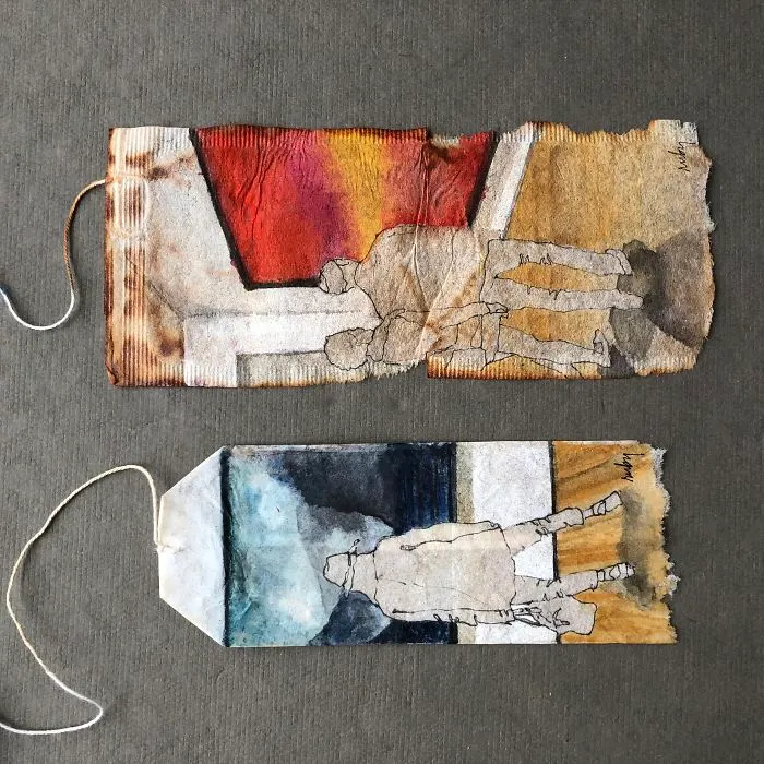 I Paint "Museum Goers" On Used Tea Bags (19 Pics)