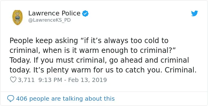 26 Criminally Funny Tweets By The Kansas Police Departments