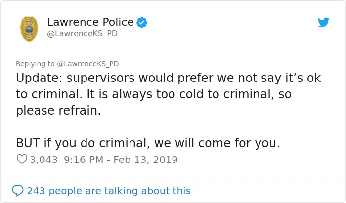 26 Criminally Funny Tweets By The Kansas Police Departments