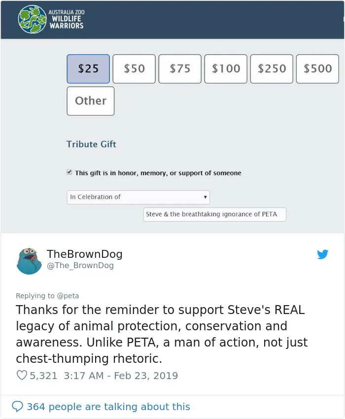 30 Ways People Destroyed PETA For Criticizing Steve Irwin