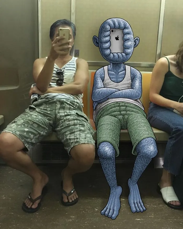 Artist Imagines 47 Mischievious Monsters Interacting With Commuters On NYC Subway