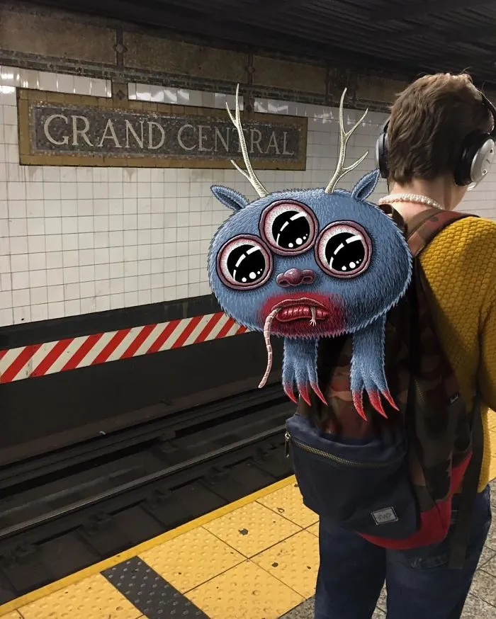Artist Imagines 47 Mischievious Monsters Interacting With Commuters On NYC Subway