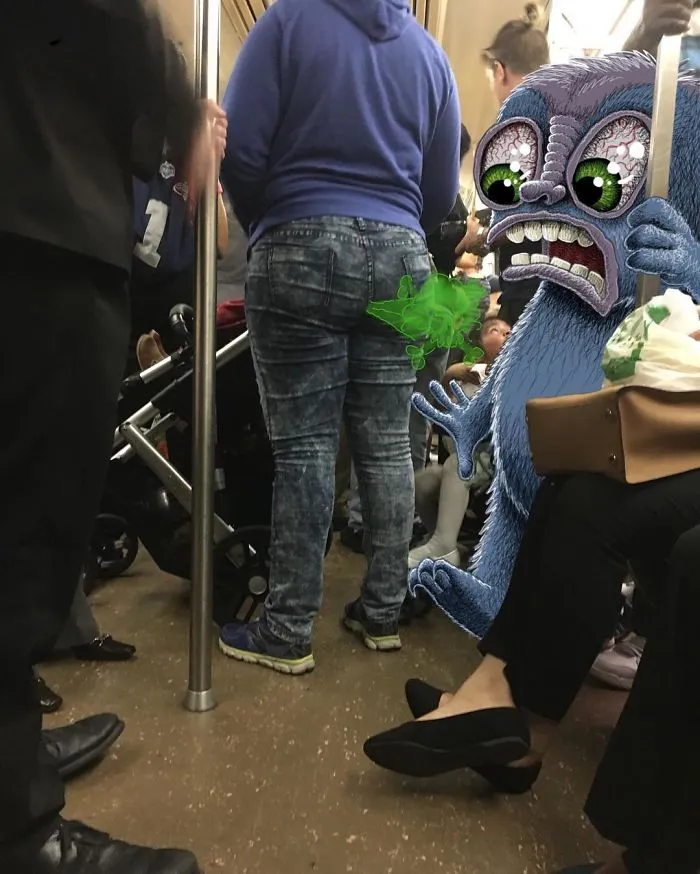 Artist Imagines 47 Mischievious Monsters Interacting With Commuters On NYC Subway