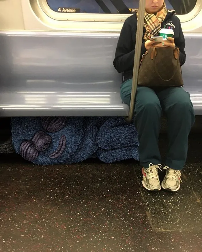 Artist Imagines 47 Mischievious Monsters Interacting With Commuters On NYC Subway