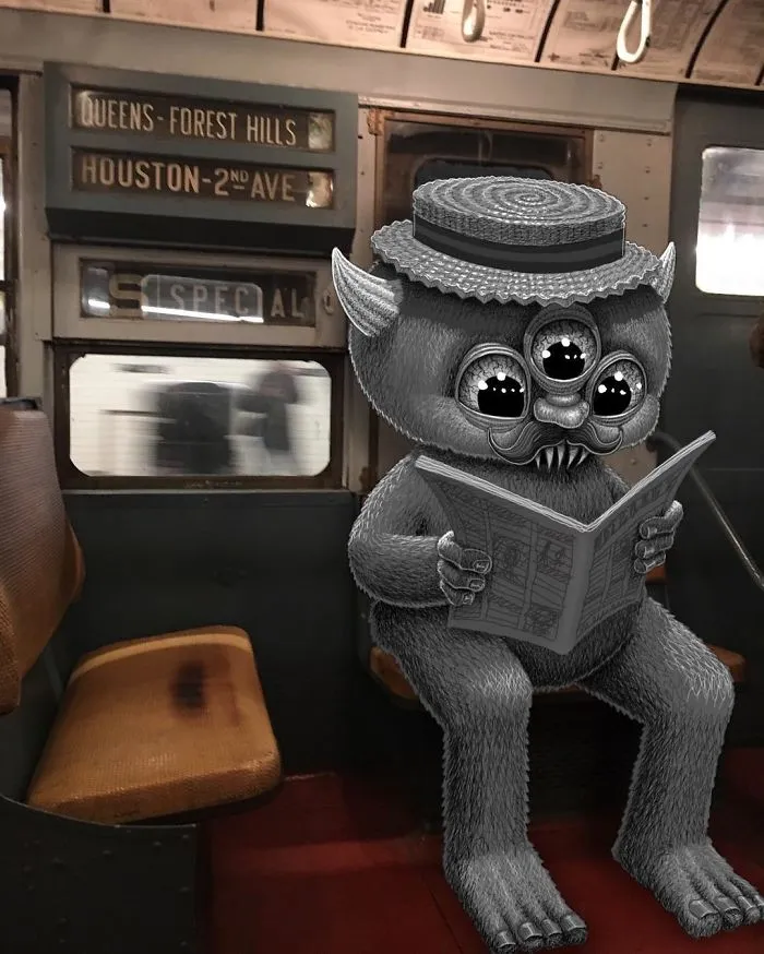 Artist Imagines 47 Mischievious Monsters Interacting With Commuters On NYC Subway