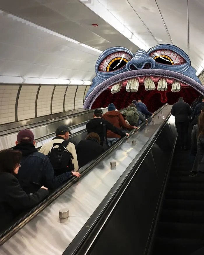 Artist Imagines 47 Mischievious Monsters Interacting With Commuters On NYC Subway