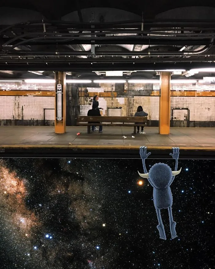 Artist Imagines 47 Mischievious Monsters Interacting With Commuters On NYC Subway
