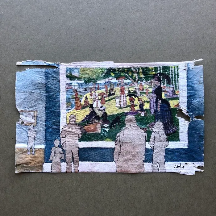I Paint "Museum Goers" On Used Tea Bags (19 Pics)