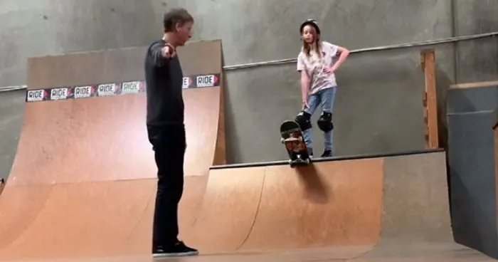Tony Hawk's Daughter Overcoming Her Fear In Real Time