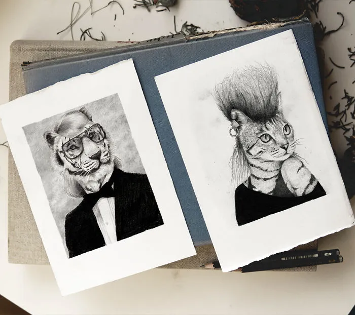 I Imagined How A Family Photo Album Would Look If All Family Members Were Animals