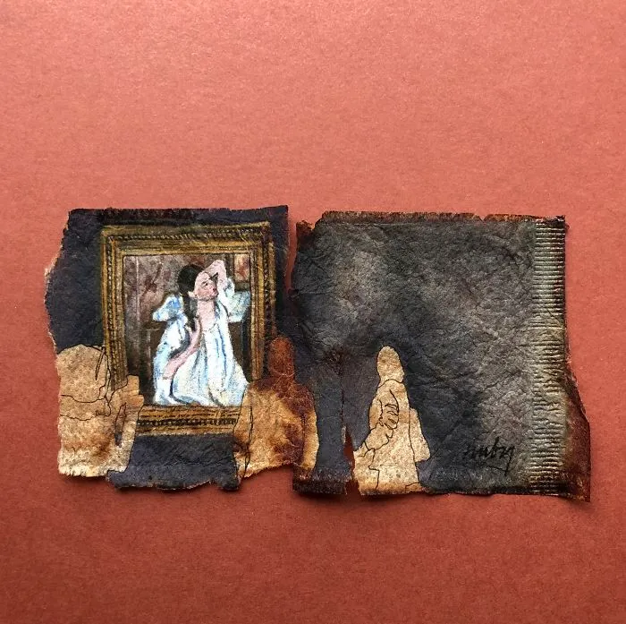 I Paint "Museum Goers" On Used Tea Bags (19 Pics)